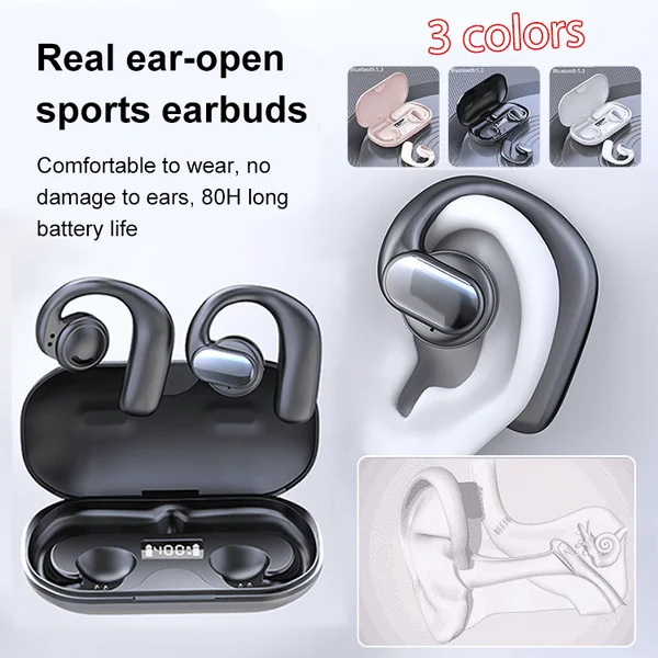 🔥IQ Wireless Bone Conduction Digital Bluetooth Earbuds 880 Hours Long Lasting Headphones (Surround Sound Subwoofer)