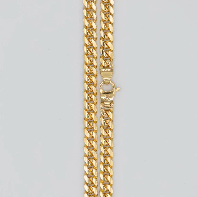 Lanț cubanez Miami Gold Cuban Chain 7 mm (oțel inoxidabil, rezistent la culoare, robust)