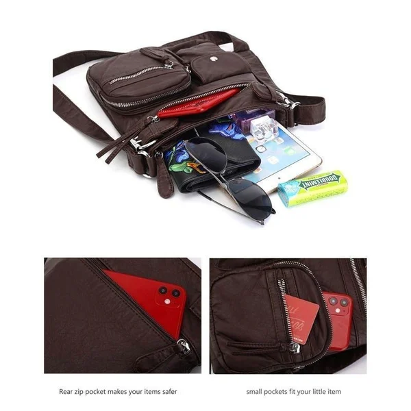 Multi Pocket Crossbody Crossbody moale din piele de umăr Purse - Livrare gratuita🔥