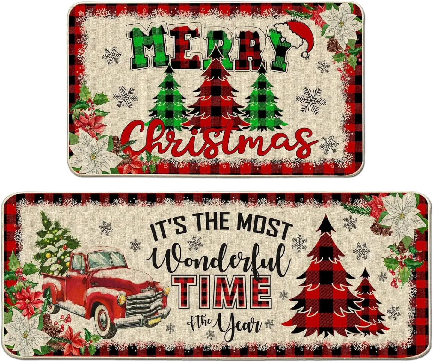🎄[Set de 2] Covoare decorative pentru camera de Craciun Covoare anti-fouling