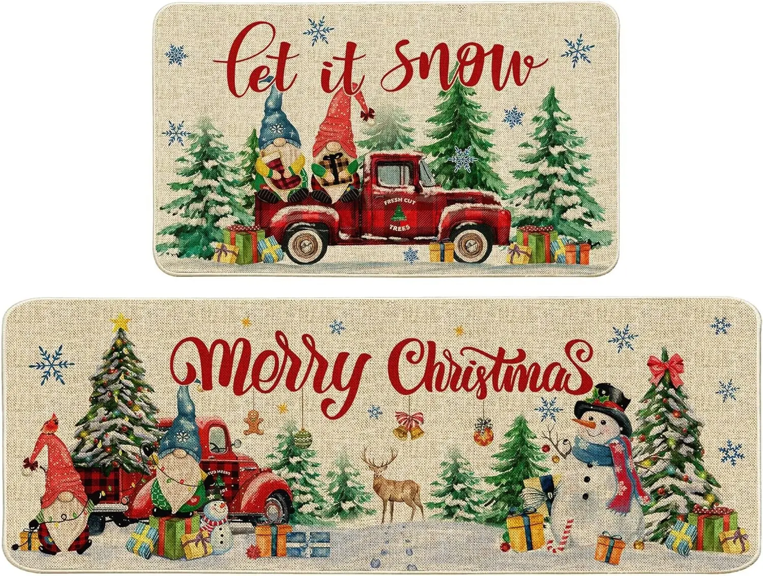 🎄[Set de 2] Covoare decorative pentru camera de Craciun Covoare anti-fouling