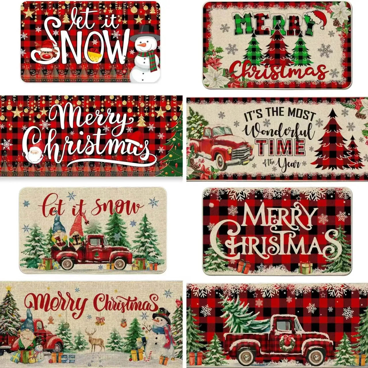 🎄[Set de 2] Covoare decorative pentru camera de Craciun Covoare anti-fouling