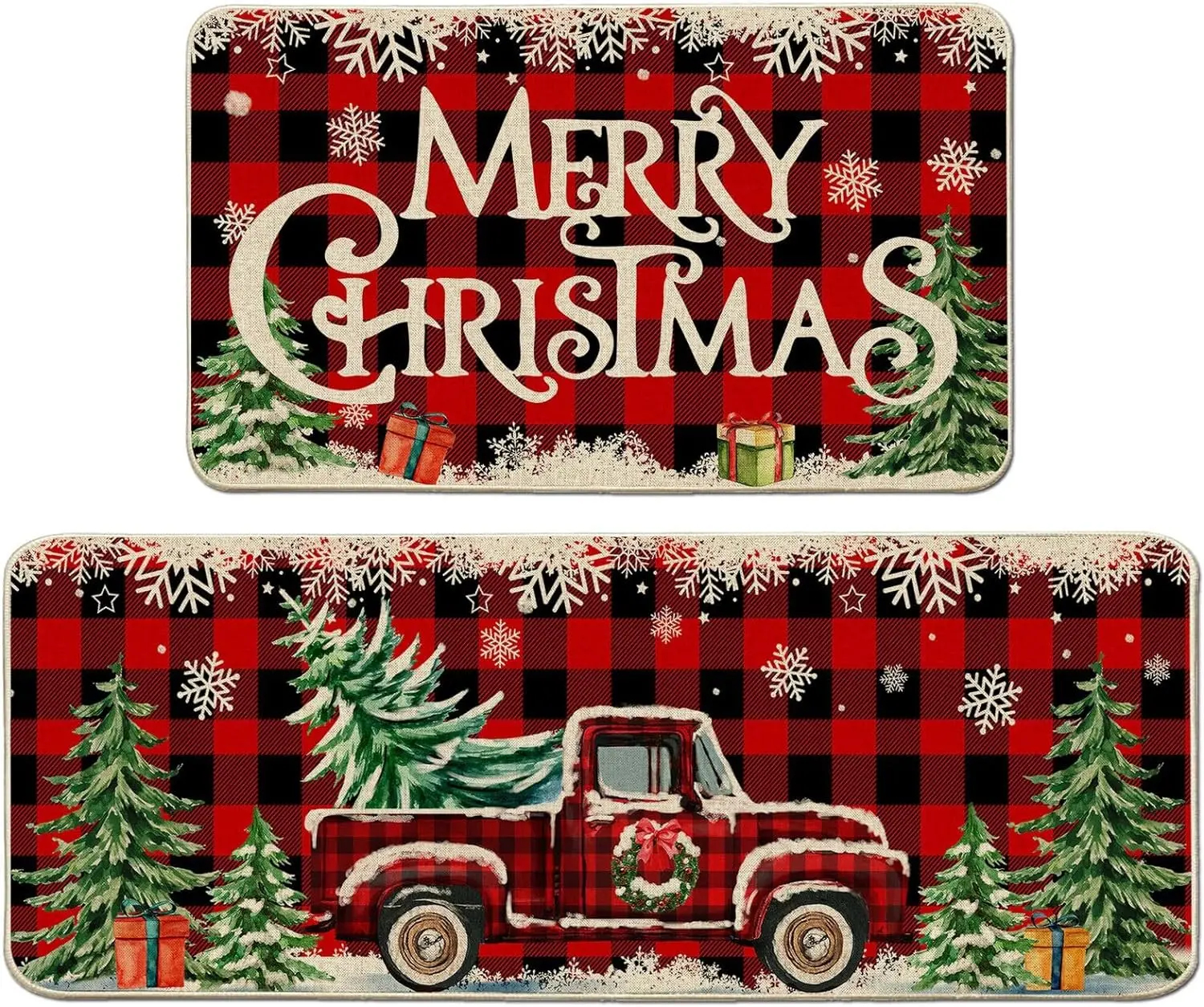 🎄[Set de 2] Covoare decorative pentru camera de Craciun Covoare anti-