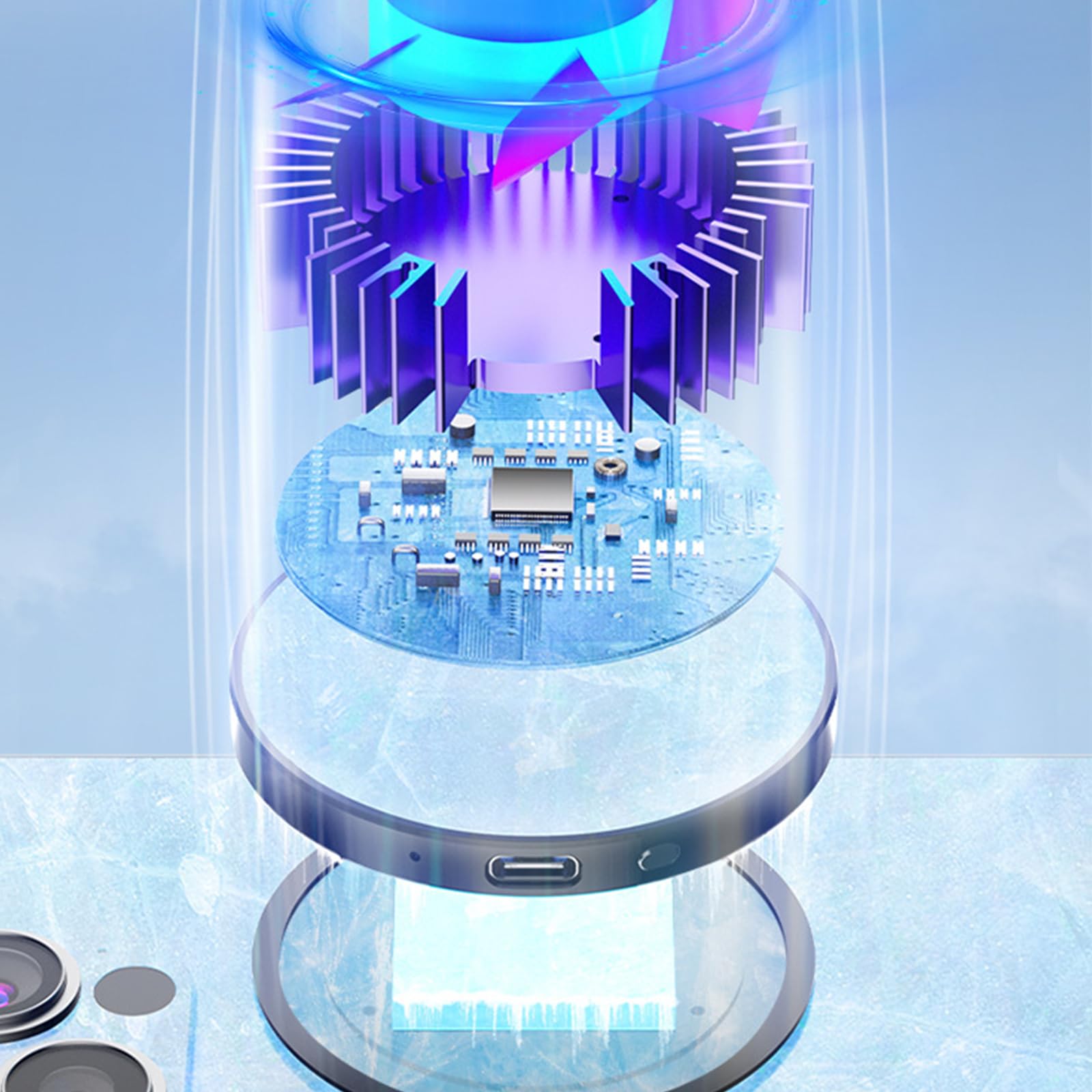 ❄️❄️Fără radiator portabil cu semiconductor Ventilator de răcire Baterie încorporată Foaie de fier magnetică