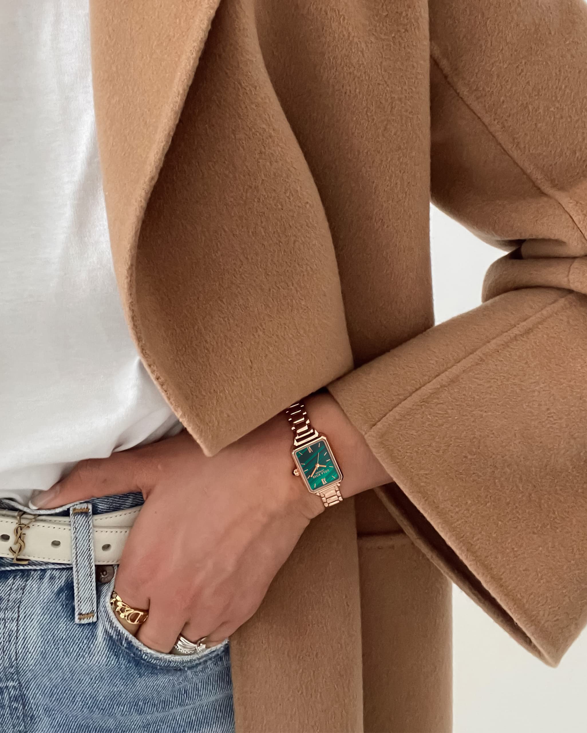 Ceas de damă Lola Rose Dainty: cadran verde malachit, ambalat într-o cutie de cadou elegantă, un cadou elegant pentru femei și cei dragi