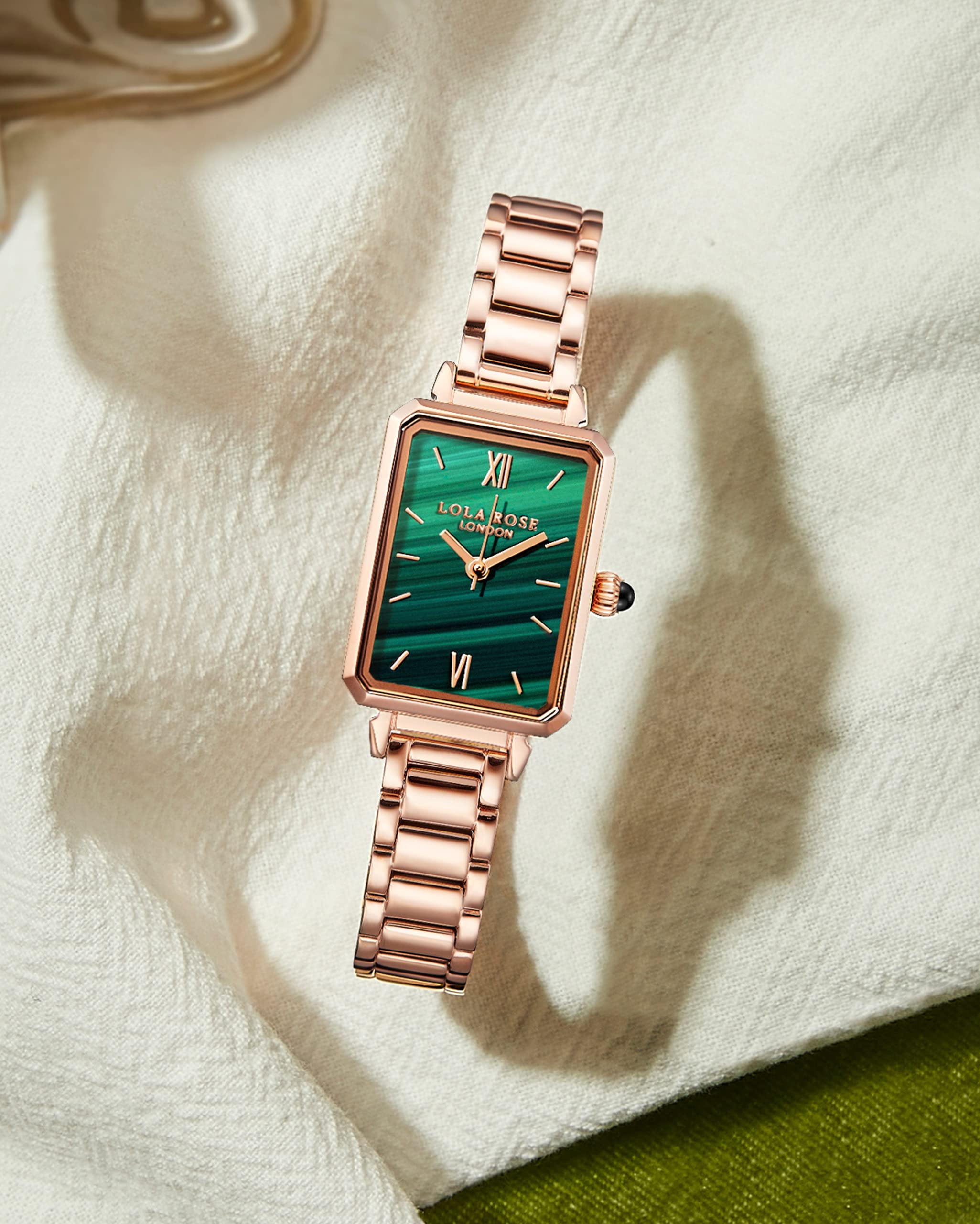 Ceas de damă Lola Rose Dainty: cadran verde malachit, ambalat într-o cutie de cadou elegantă, un cadou elegant pentru femei și cei dragi