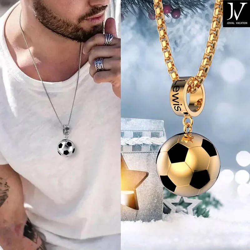 🔥50% reducere - ⚽ Colier cu nume de fotbal personalizat