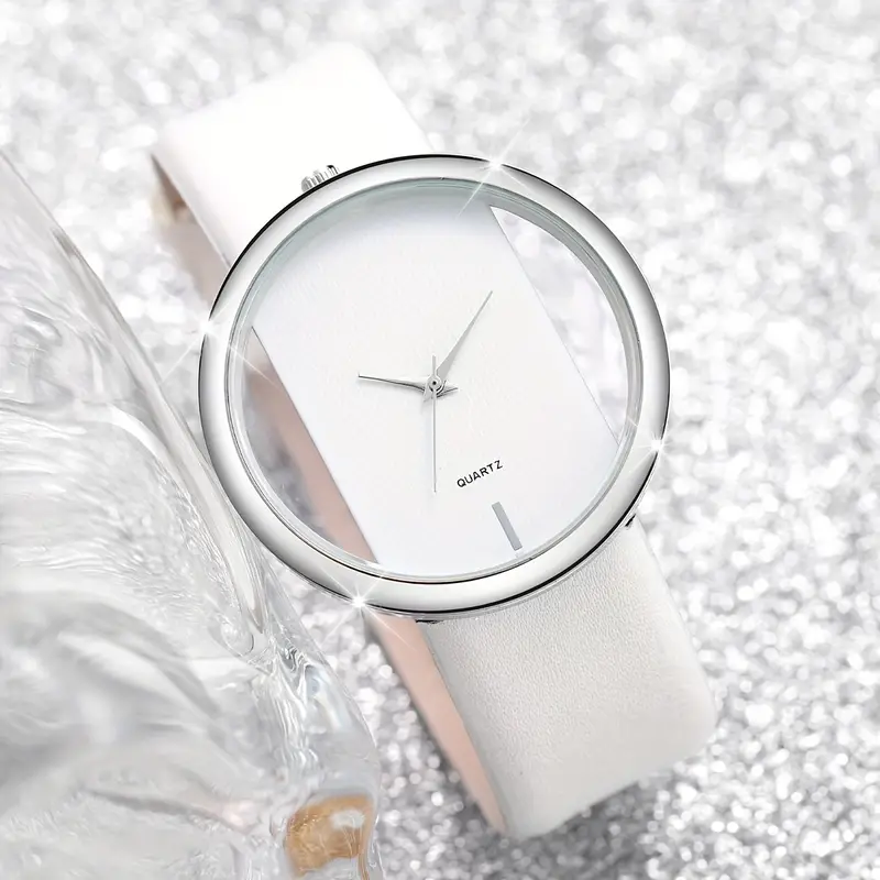2pcs set womens watch hollow out fashion quartz watch analog pu leather wrist watch hert bracelet gift for girls her details 6