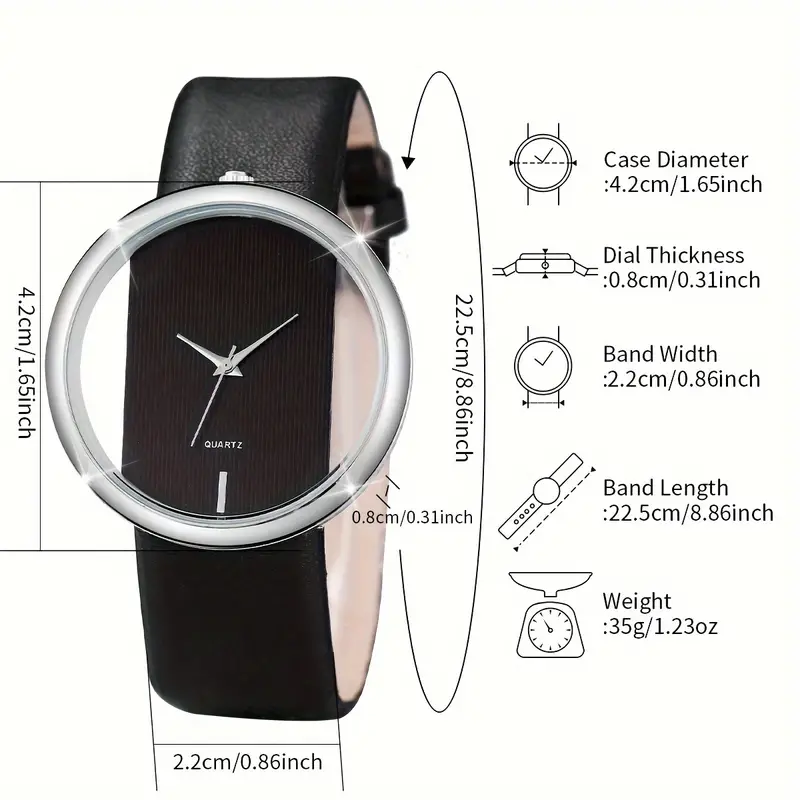 2pcs set womens watch hollow out fashion quartz watch analog pu leather wrist watch hert bracelet gift for girls her details 3