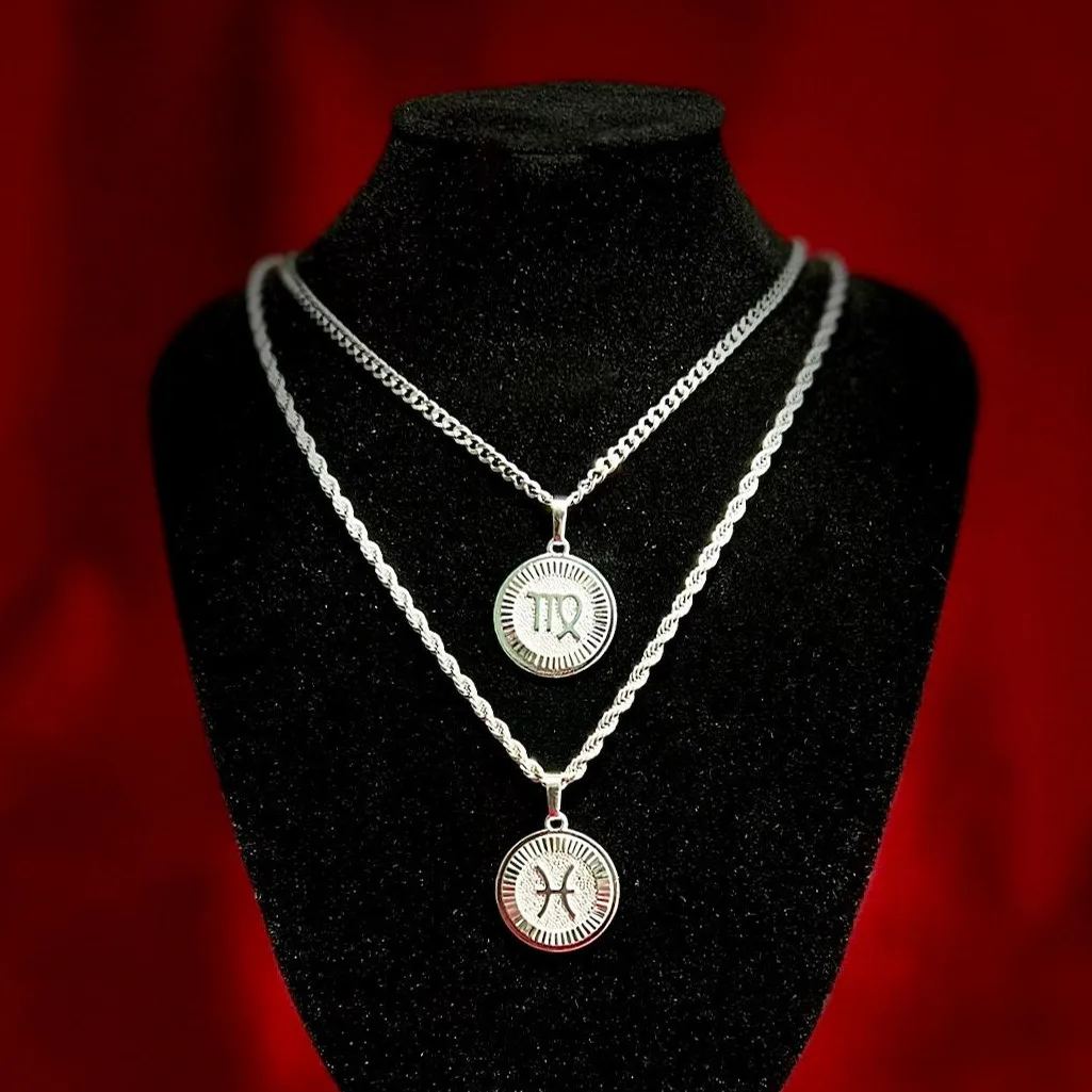 Pré-encomende colares dos doze signos do zodíaco em ouro e prata (unissex)