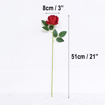 20"/51cm Fluffy Velvet Artificial Rose With Single Stem