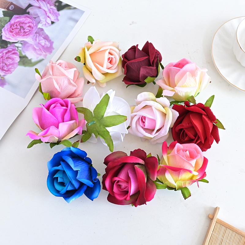 3"/8cm Velvet Rose Flower Head For Decoration