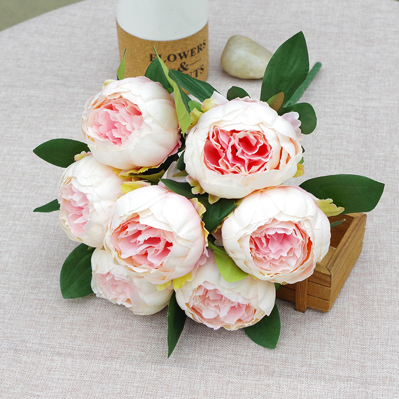 7 Heads Simple Artificial Peony Bunch Wedding Bouquet