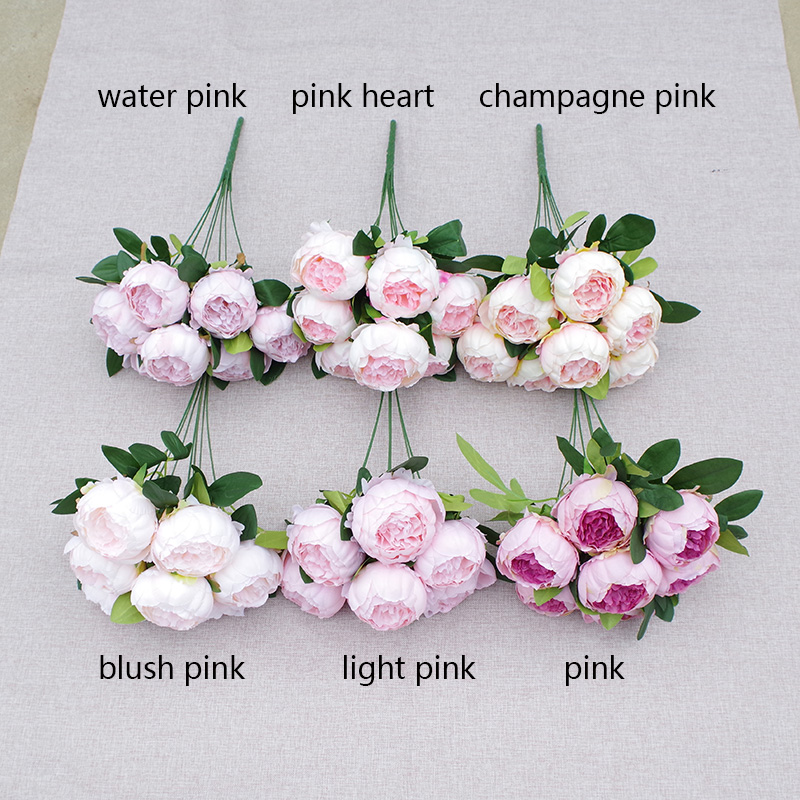 7 Heads Simple Artificial Peony Bunch Wedding Bouquet