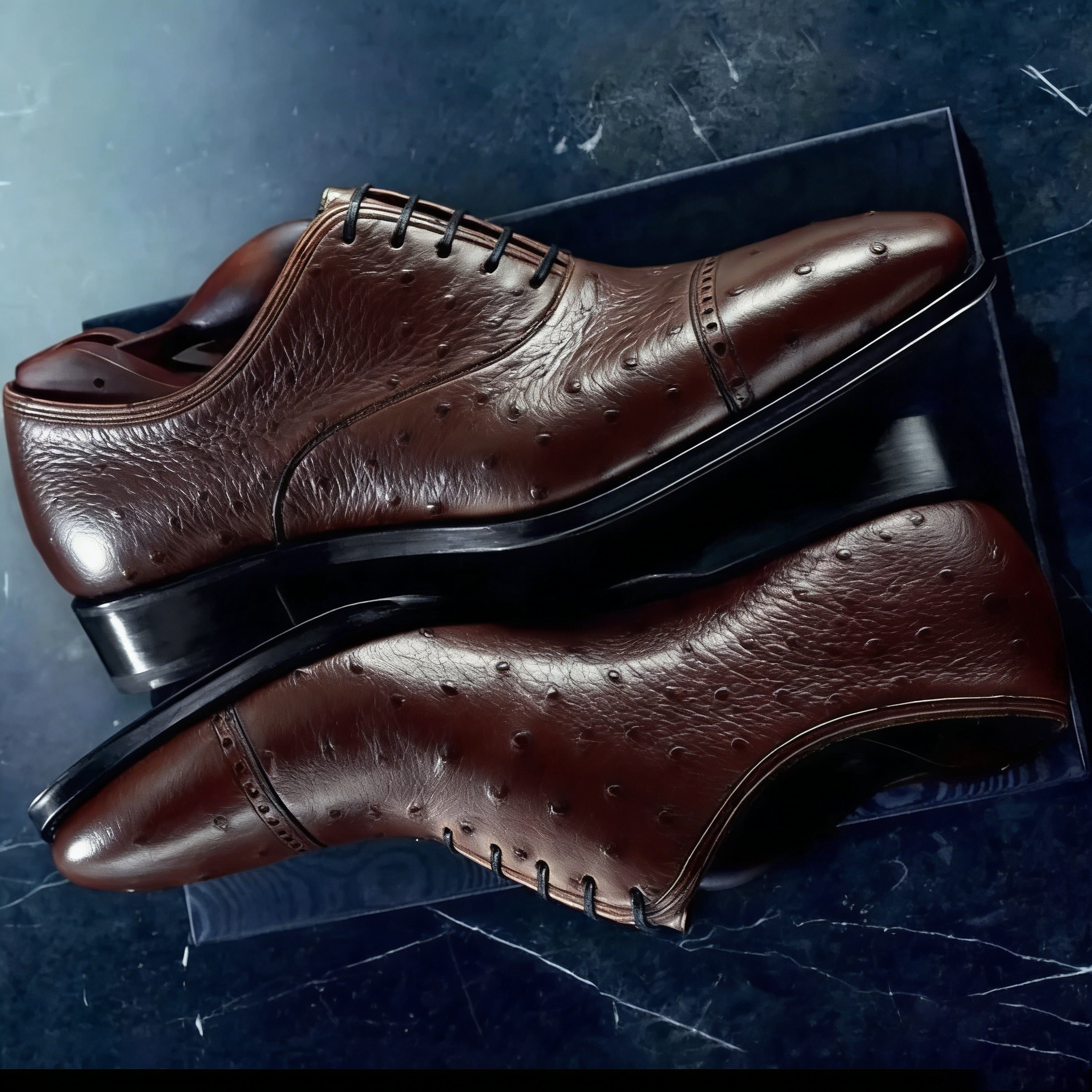  Timeless Style Ostrich Print Cap-toe Oxford Shoes