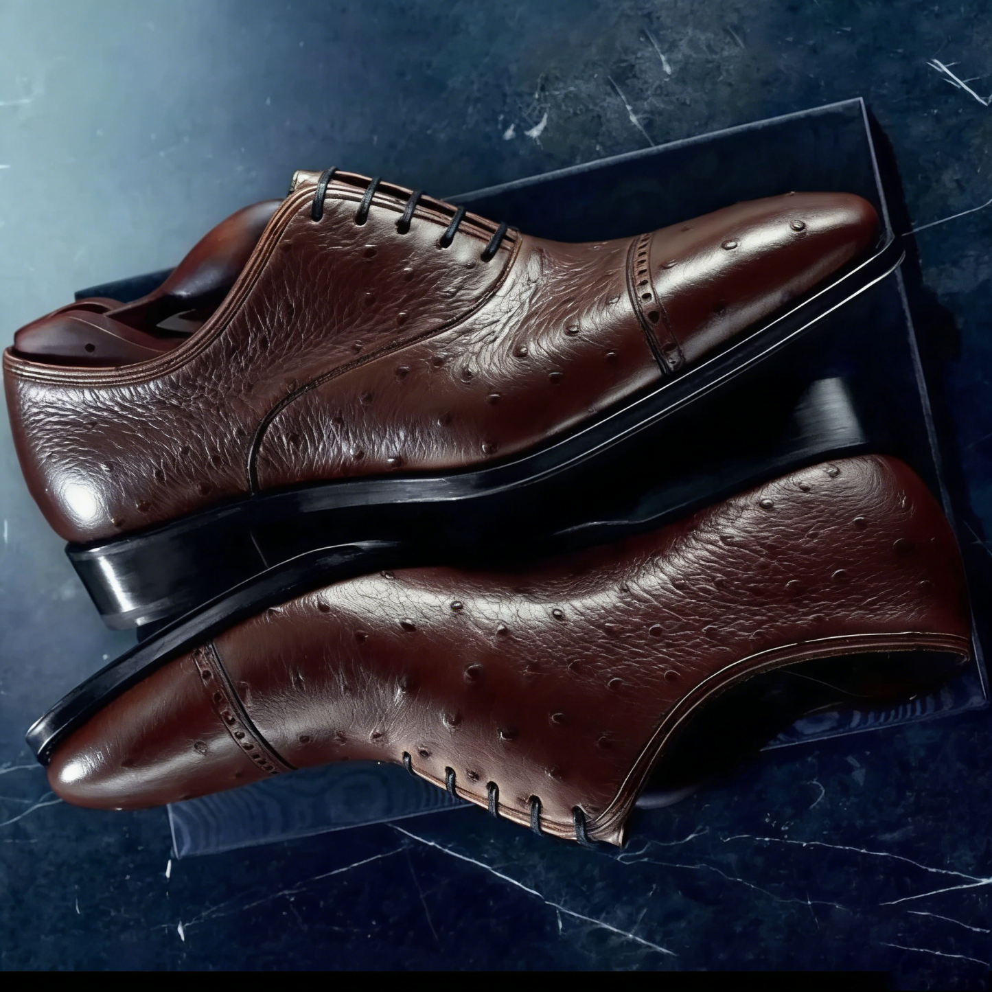  Timeless Style Ostrich Print Cap-toe Oxford Shoes