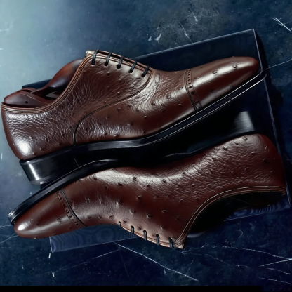  Timeless Style Ostrich Print Cap-toe Oxford Shoes