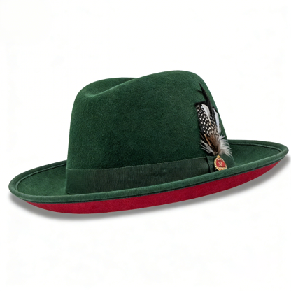 Classic Felt Fedora Hat with Feather Accent 
