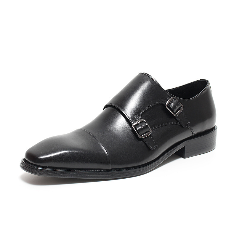 Right side view showing cap toe and burnished leather details-Colinshoes