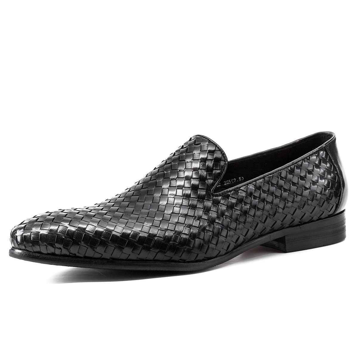 Slip-on woven leather shoes for men in casual style-Colinshoes