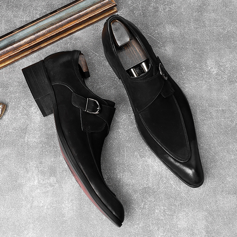 Men's Pointed Toe Suede Business Genuine Leather Shoes