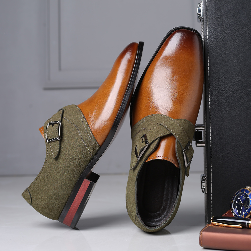 Patchwork Leather & Suede Monk Dress Shoes