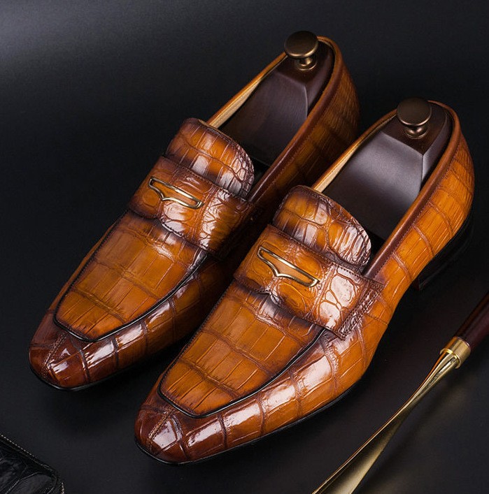 Men’s Exotic Leather Slip‑On Loafers