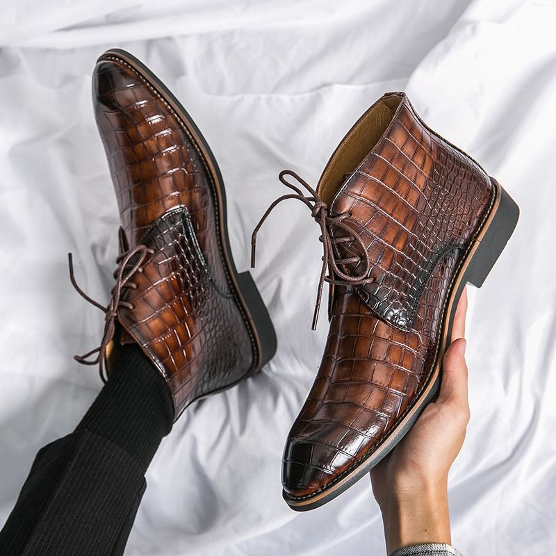 Premium Exotic Grain Derby Boots for Business