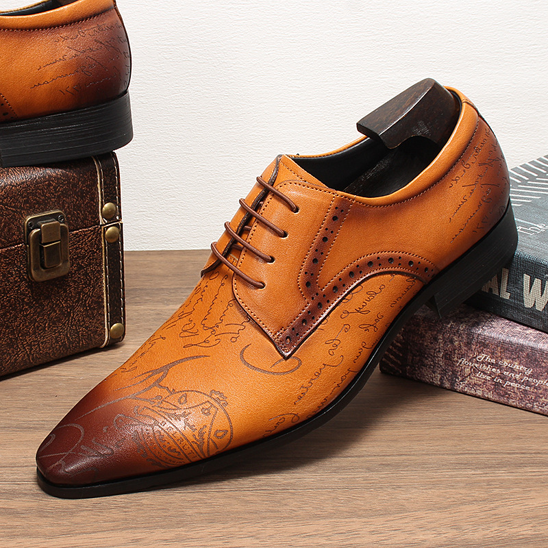 Unique Artistic Engraving Gradient Derby Shoes-Colinshoes