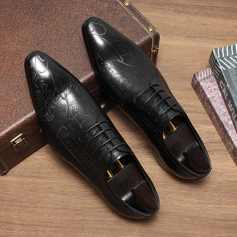 Unique Artistic Engraving Gradient Derby Shoes-Colinshoes