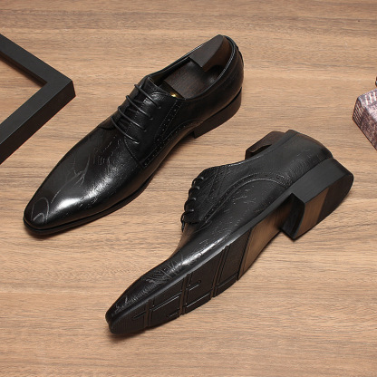 Unique Artistic Engraving Gradient Derby Shoes-Colinshoes