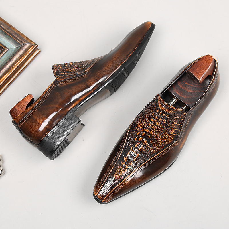 Hand-Dyed Vintage Croc-Pattern Dress Slip-Ons-Colinshoes