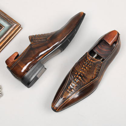 Hand-Dyed Vintage Croc-Pattern Dress Slip-Ons-Colinshoes