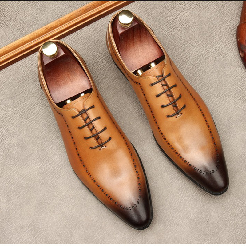 Men’s Genuine Leather Brogue Oxford Dress Shoes