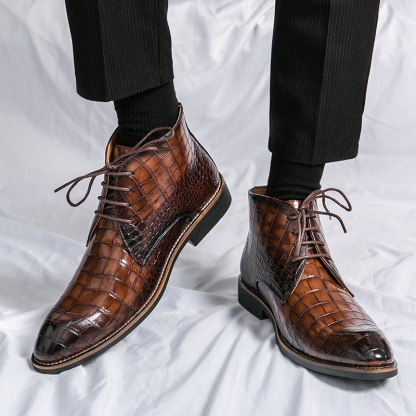 Formal Lace-Up Ankle Boots for Men
