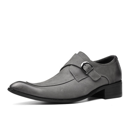 Burnished Antiqued Toe Italian Leather Monk Straps-Colinshoes
