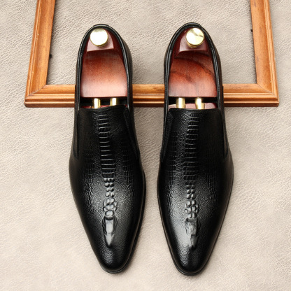 Your Power Alligator Embossed Office Uniform Shoes-Colinshoes