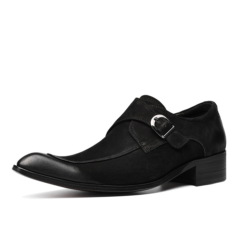 Burnished Antiqued Toe Italian Leather Monk Straps-Colinshoes