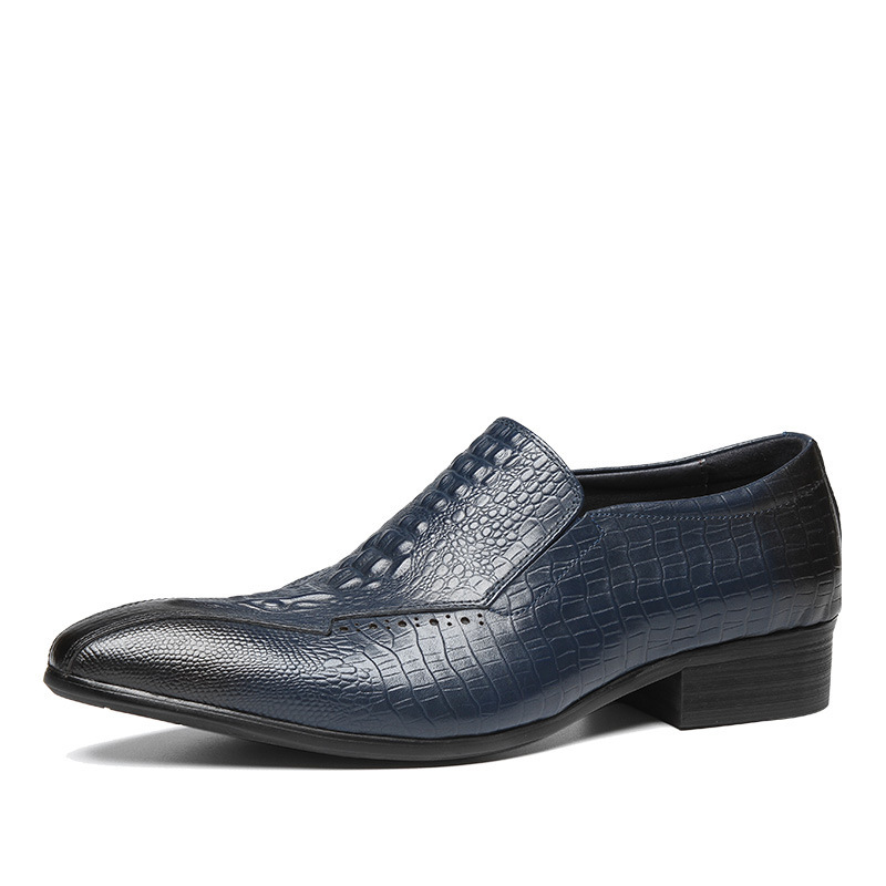 Italian 3D Croc Print Leather Pointed-Toe Slip-Ons-Colinshoes