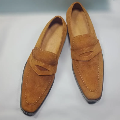 Crafted Business Casual Suede Penny Loafers-Colinshoes