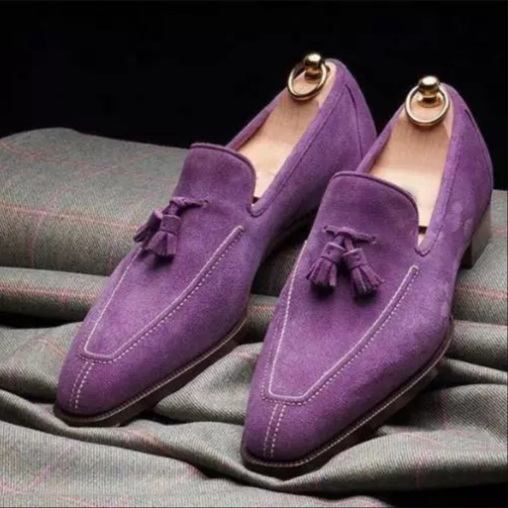 Vintage Soft Suede Fringed Loafers-Colinshoes