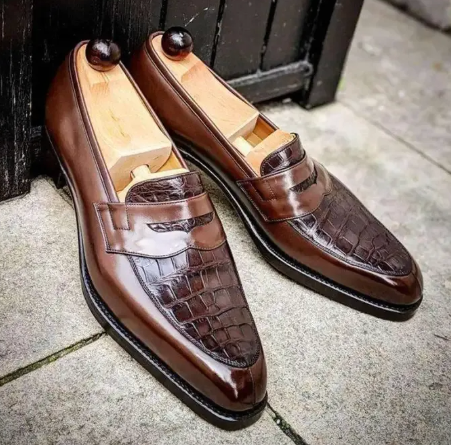 Exotic Leather Slip‑On Dress Loafers for Men