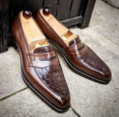 Exotic Leather Slip‑On Dress Loafers for Men