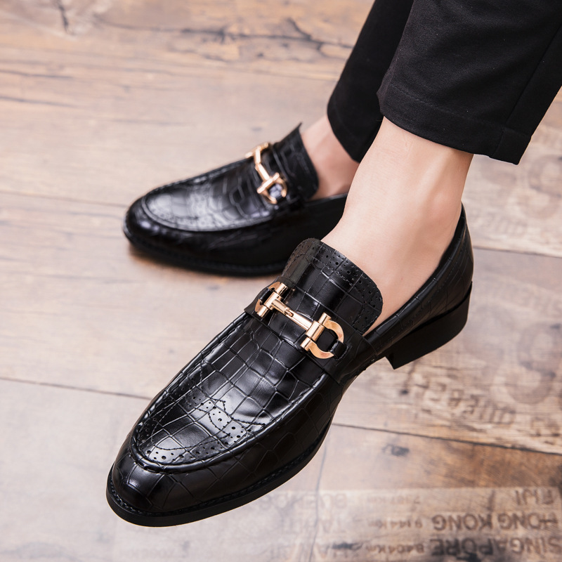 Pebbled Leather Brogue-Toe Bit Loafers-Colinshoes