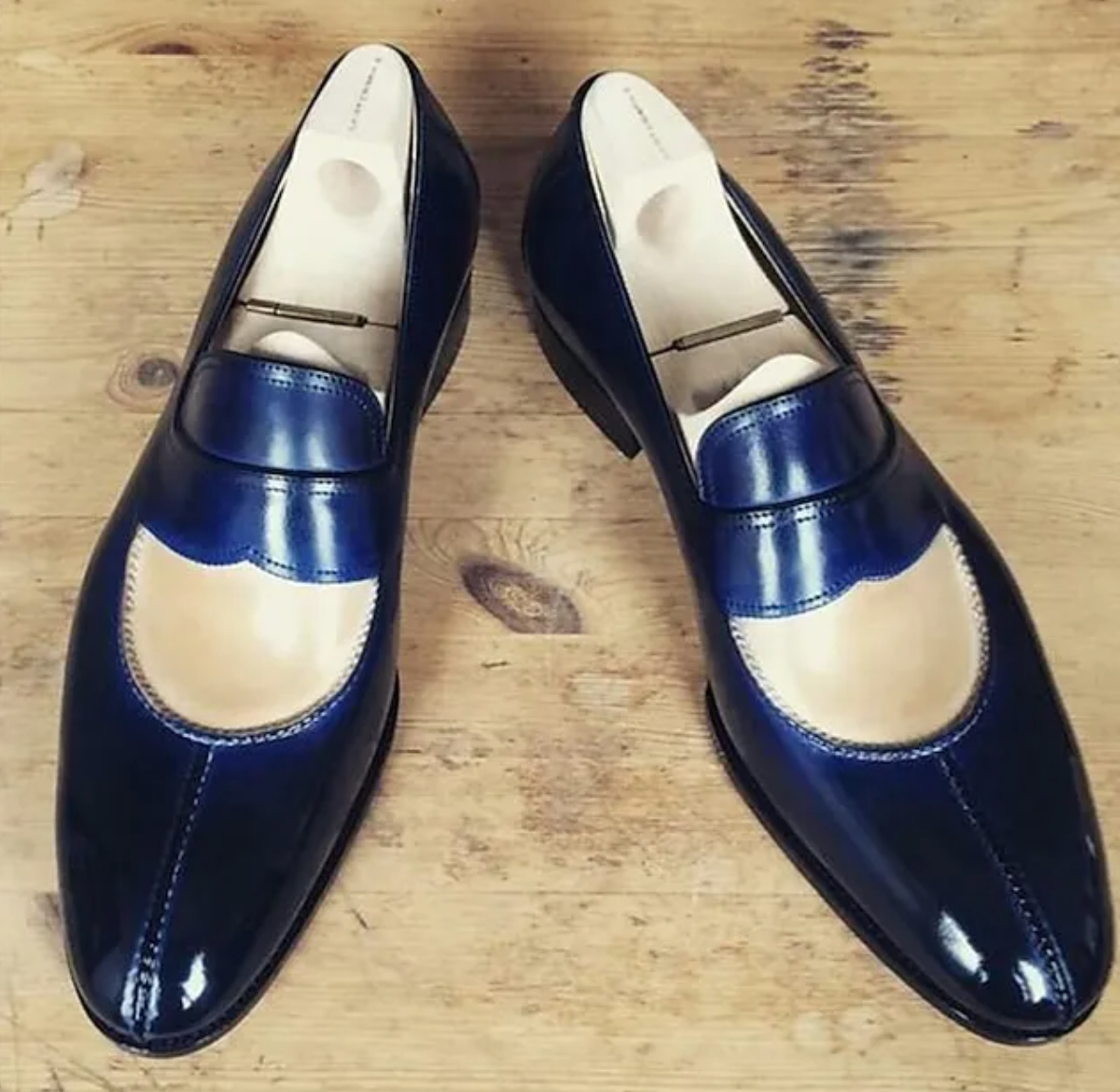 Two‑Tone Bold Penny Leather Loafers-Colinshoes