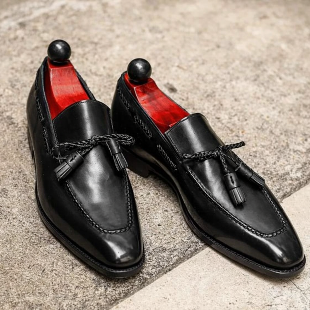 Bold Emerald Green Braided Tassel Loafers