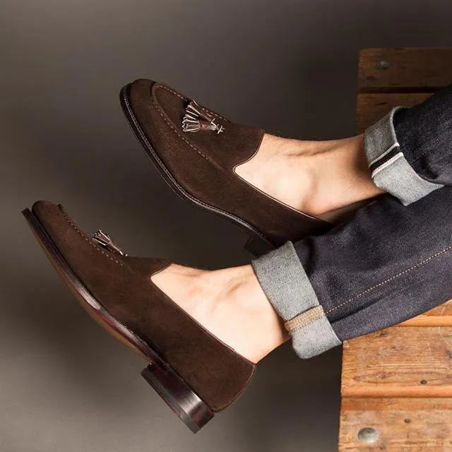 Tobacco Suede From Cafe to Gallery Tassel Loafers