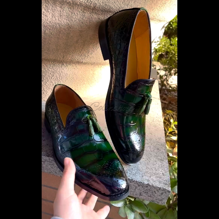 【PLUS SIZE】Men's Genuine Leather Exotic Business Tassel Loafers