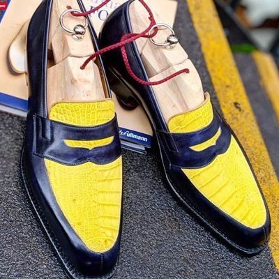 Handcrafted Bright Two-Tone Penny Loafers-Colinshoes