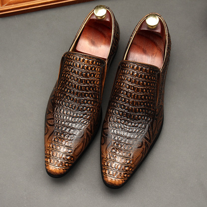 Quiet Luxury Exotic-Inspired Leather Dress Loafers